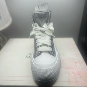 Alexander McQueen Silver and White Men's Sneakers